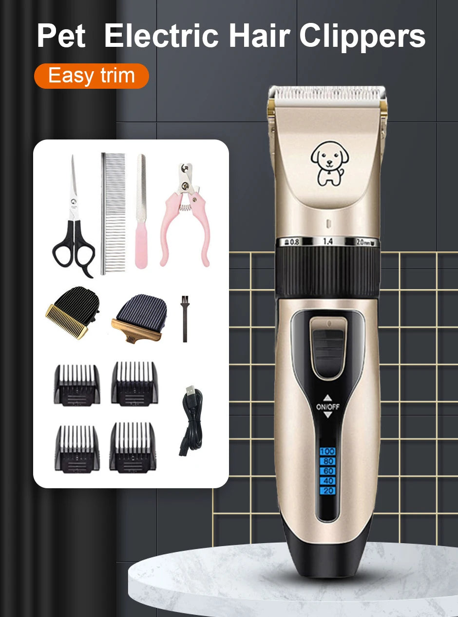 Professional Rechargeable Pet Hair Clipper – Low Noise Grooming Trimmer
